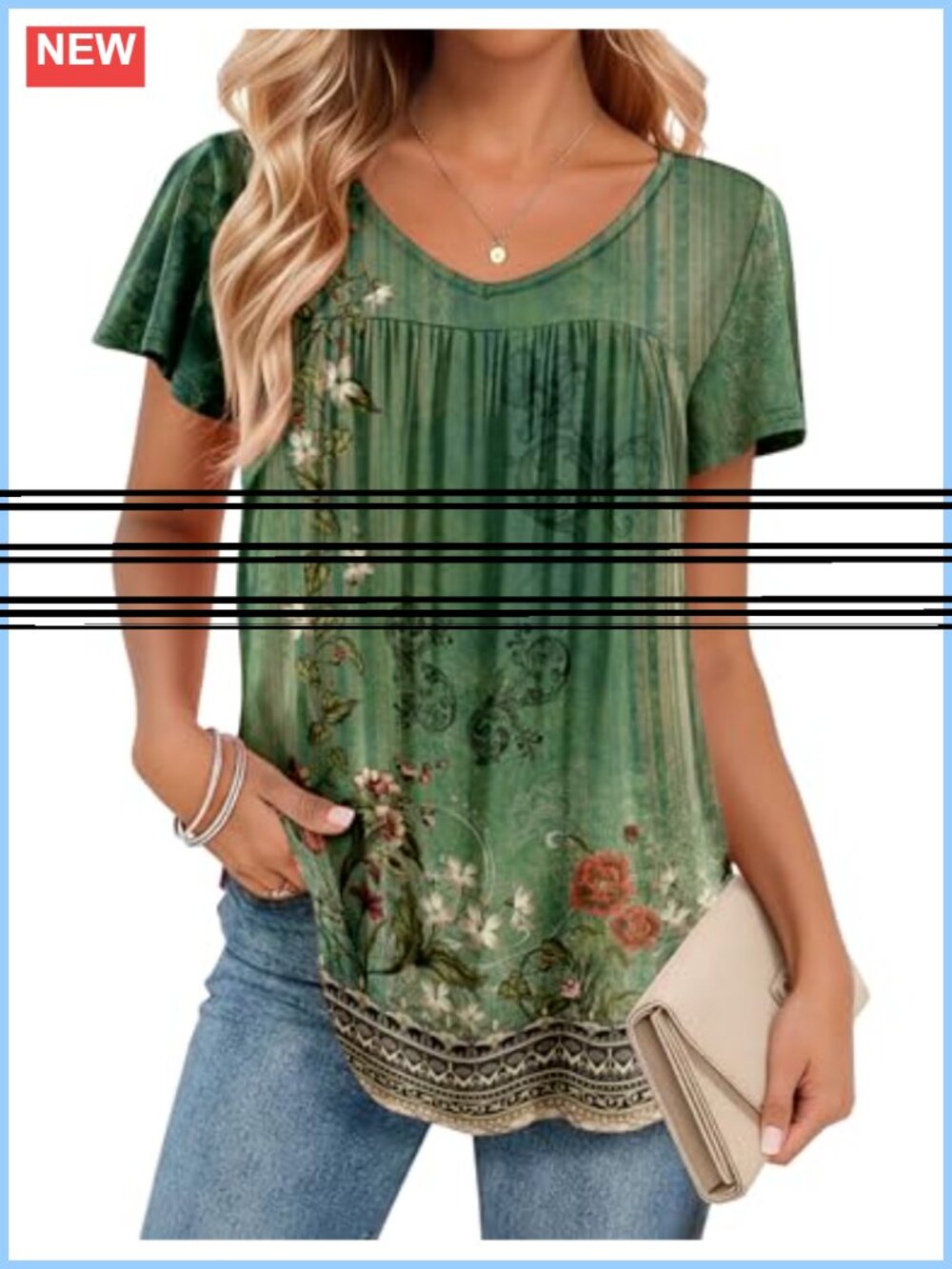 Women's Ruffle Short Sleeve Pleated V Neck Tunic Top Blouse